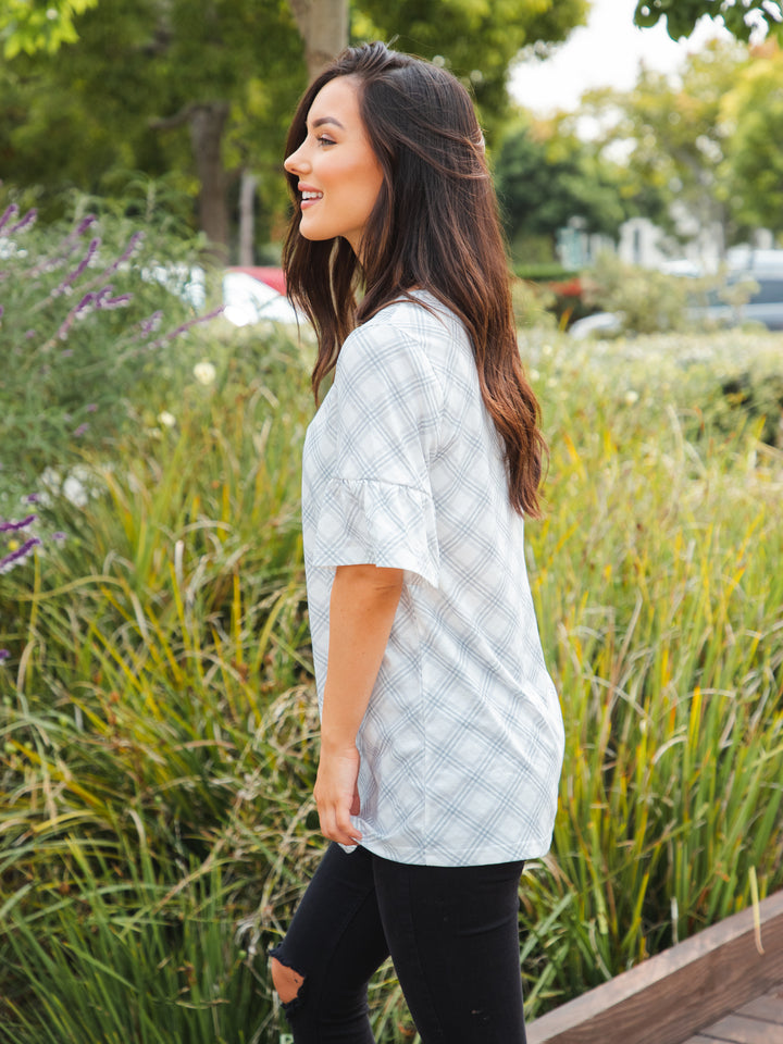 Bold Floral Flare Sleeve Top