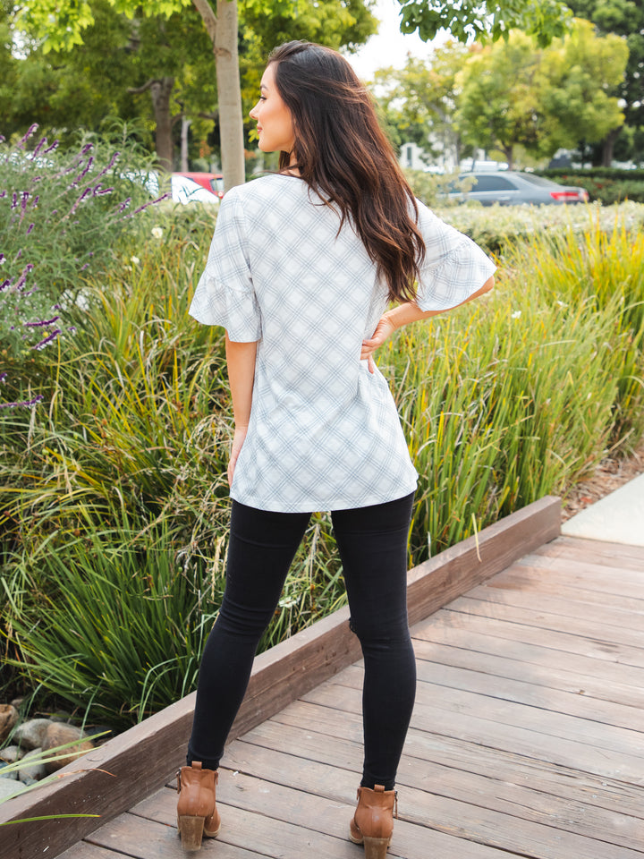 Bold Floral Flare Sleeve Top