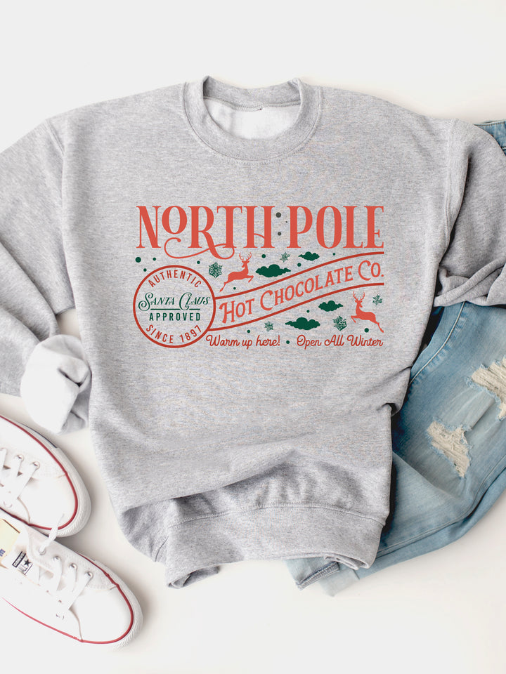 North Pole Hot Chocolate Co.- Christmas Graphic Sweatshirt
