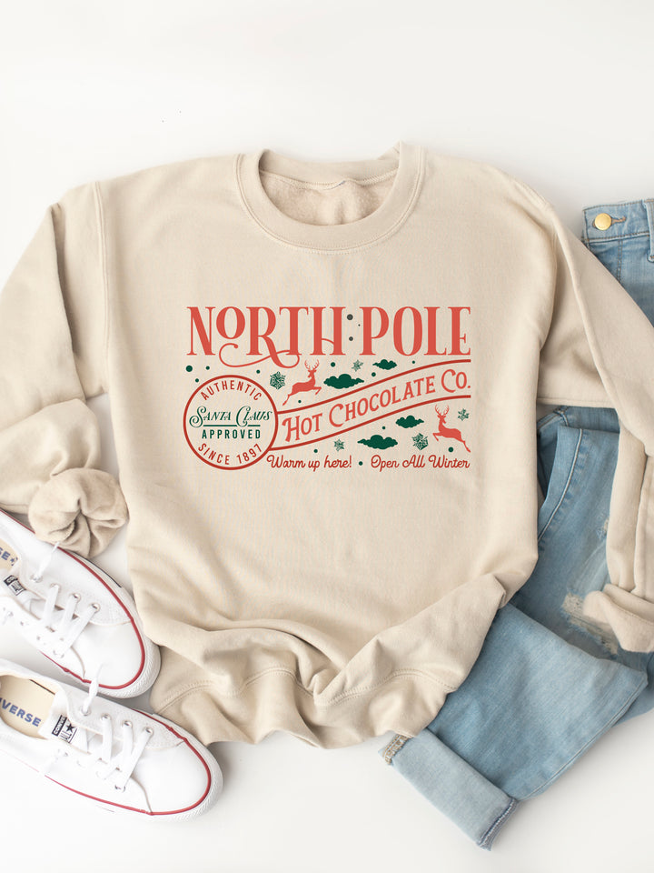 North Pole Hot Chocolate Co.- Christmas Graphic Sweatshirt