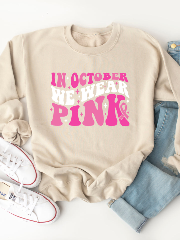 In October We Wear Pink Graphic Sweatshirt