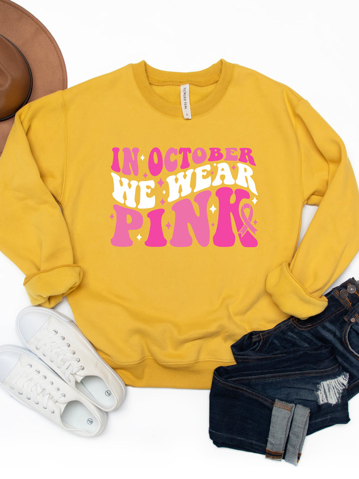 In October We Wear Pink Graphic Sweatshirt