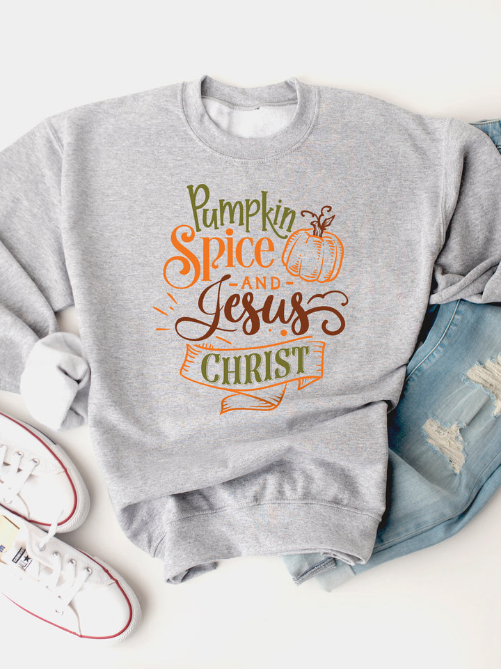 Pumpkin Spice & Jesus Christ Graphic Sweatshirt