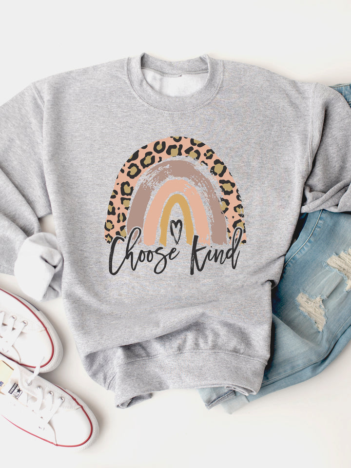 Choose Kind Cheetah Rainbow Graphic Sweatshirt