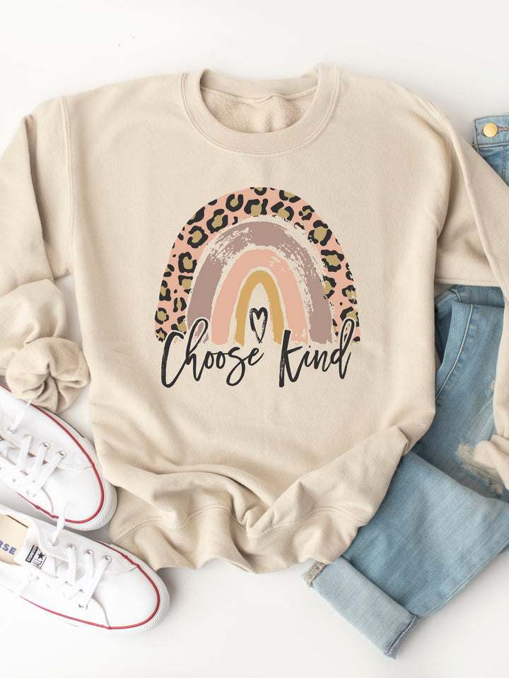 Choose Kind Cheetah Rainbow Graphic Sweatshirt