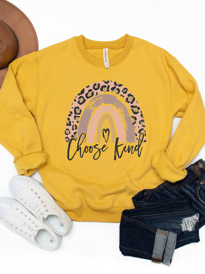 Choose Kind Cheetah Rainbow Graphic Sweatshirt