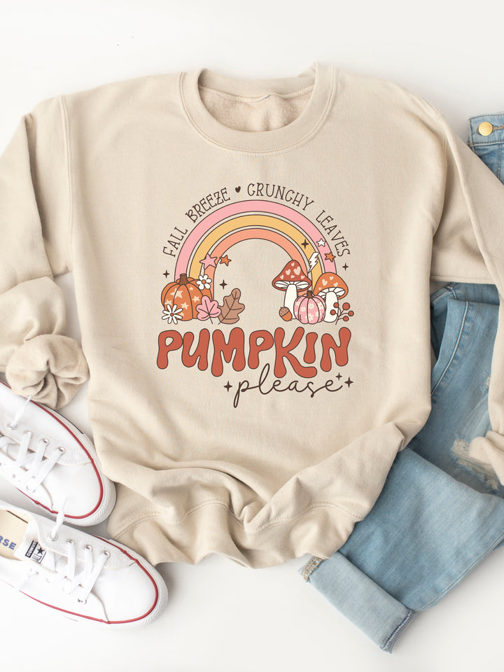 Fall Rainbow Pumpkin Please Graphic Sweatshirt