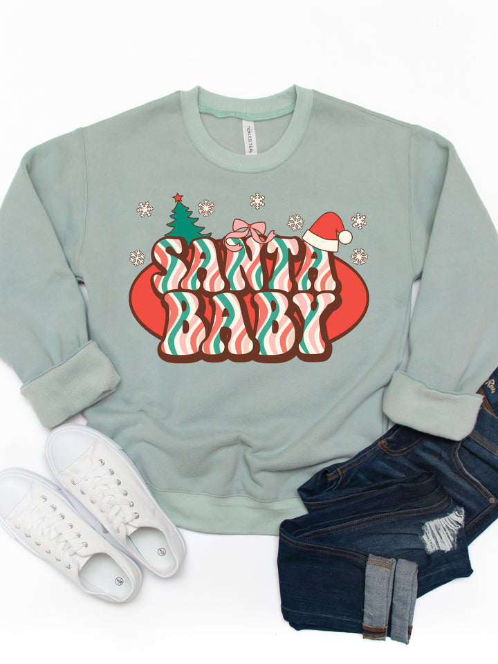 Santa Baby Peppermint Stripe Graphic Sweatshirt
