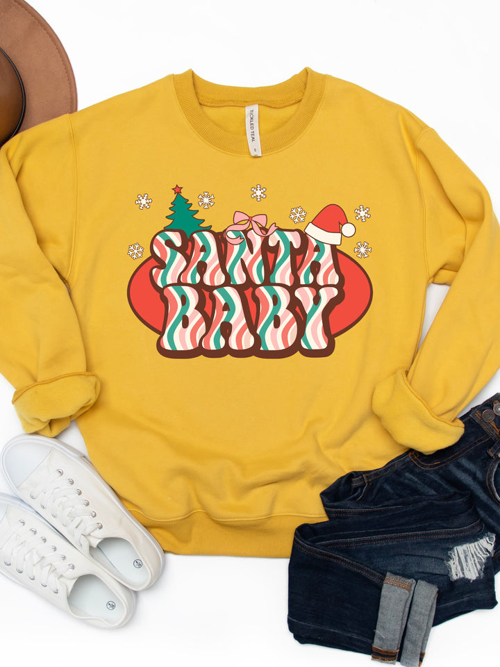 Santa Baby Peppermint Stripe Graphic Sweatshirt