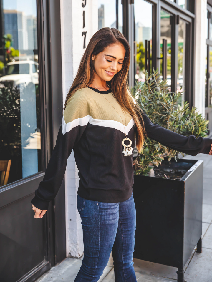 Chevron Colorblock Phoenix Pullover Top