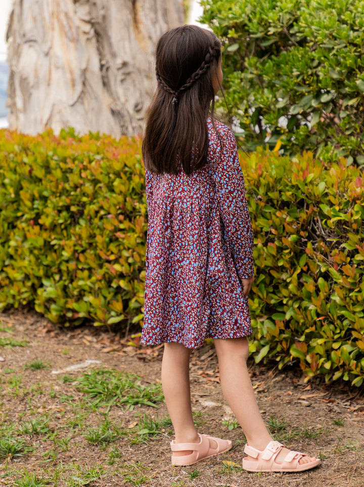 Printed Long Sleeve Little Girls Dress