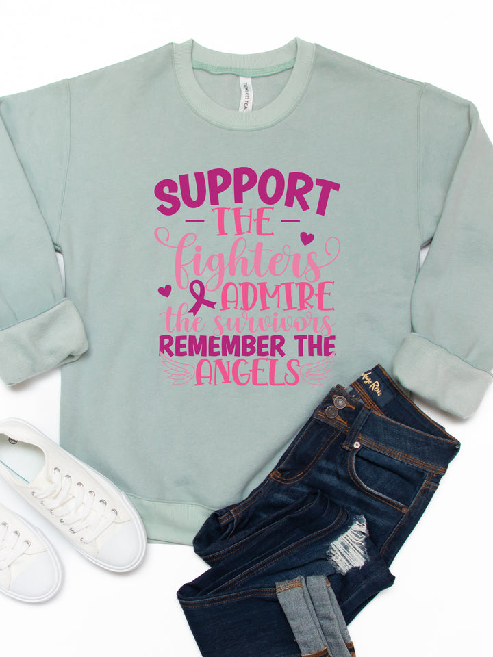 Support The Fighters Remember The Angels Graphic Sweatshirt
