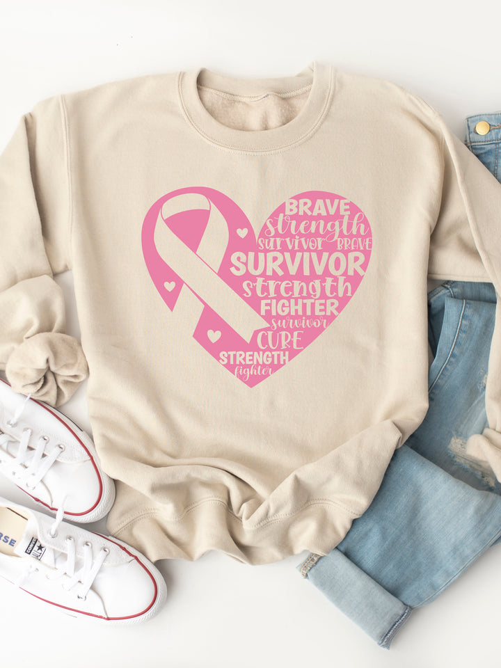 Survivor Heart Cancer Ribbon Graphic Sweatshirt