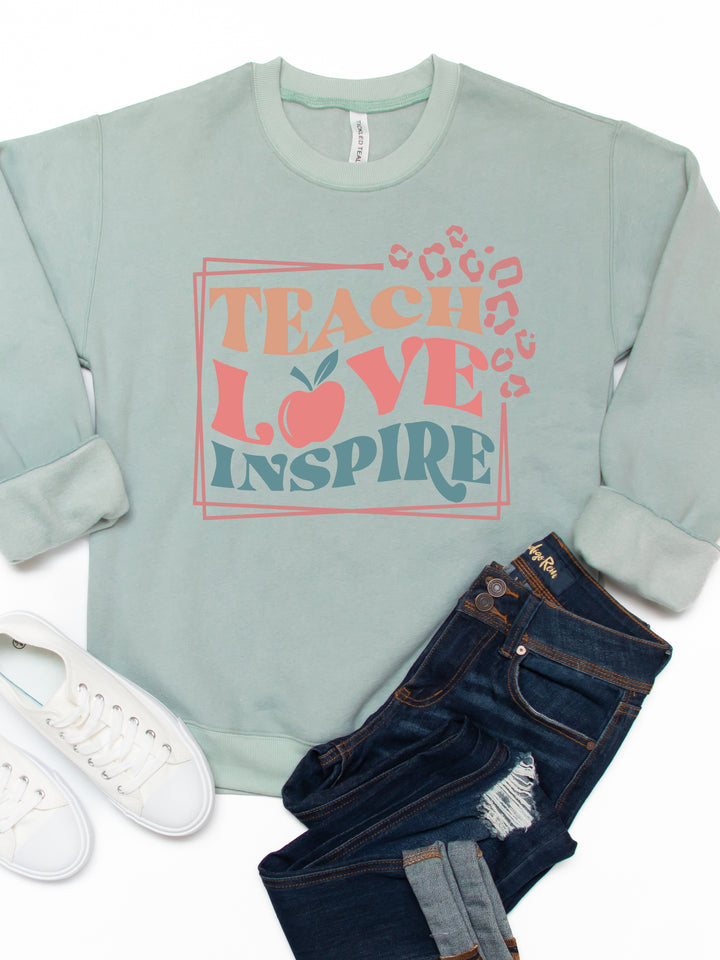 Teach Love Inspire Cheetah Graphic Sweatshirt