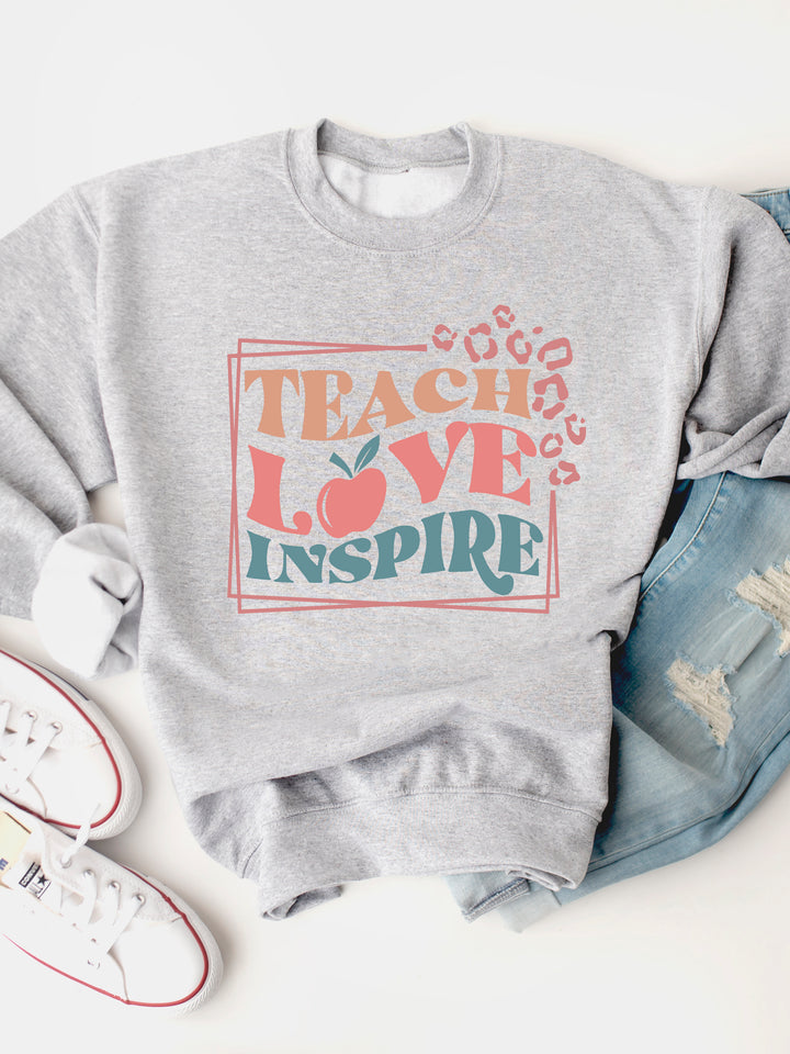 Teach Love Inspire Cheetah Graphic Sweatshirt