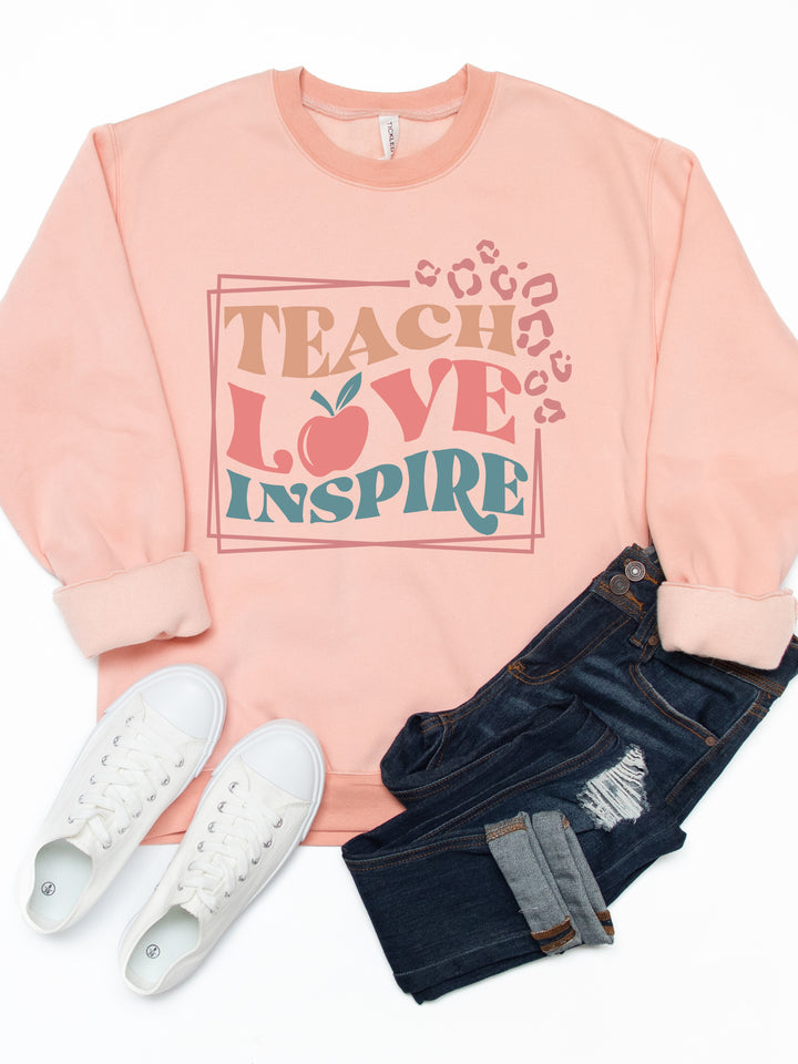 Teach Love Inspire Cheetah Graphic Sweatshirt