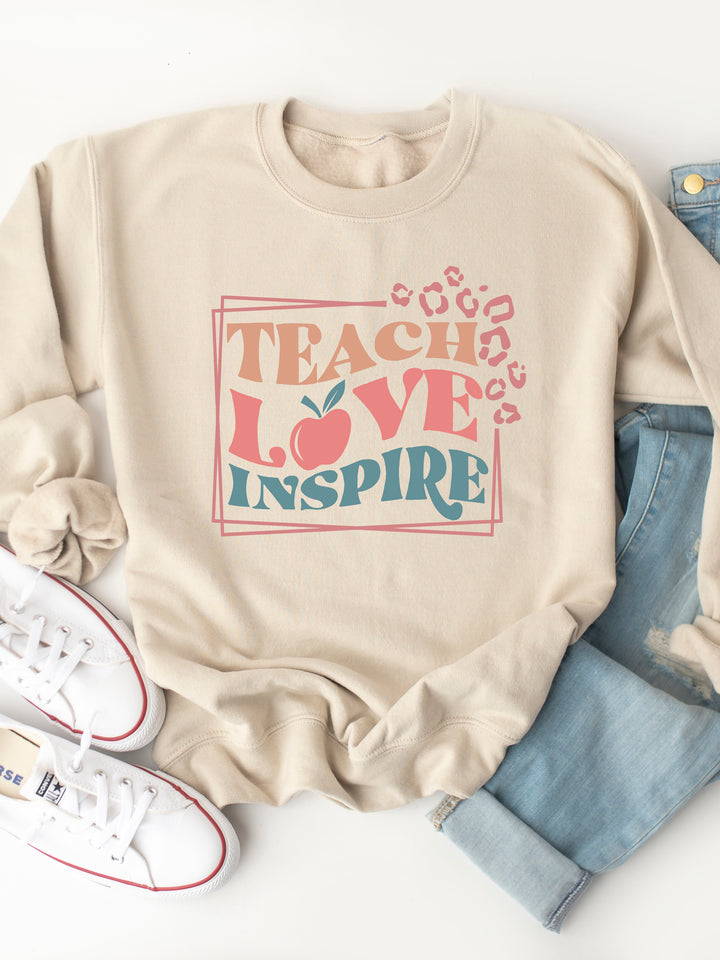 Teach Love Inspire Cheetah Graphic Sweatshirt