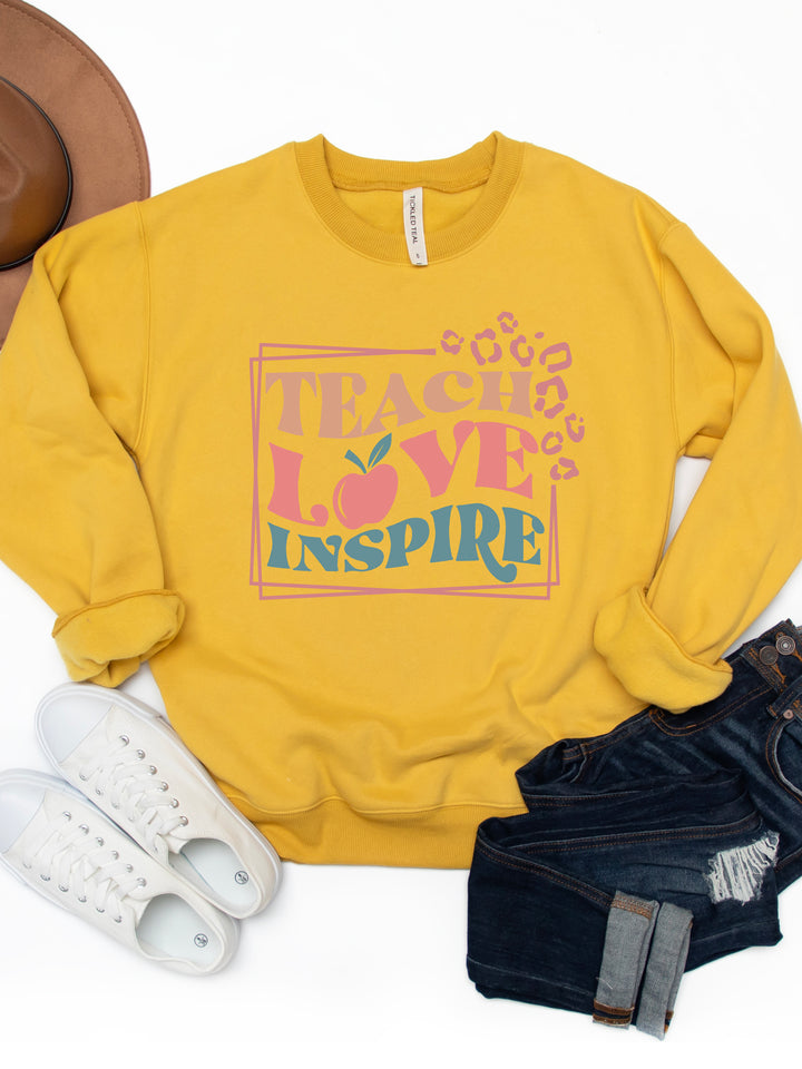 Teach Love Inspire Cheetah Graphic Sweatshirt