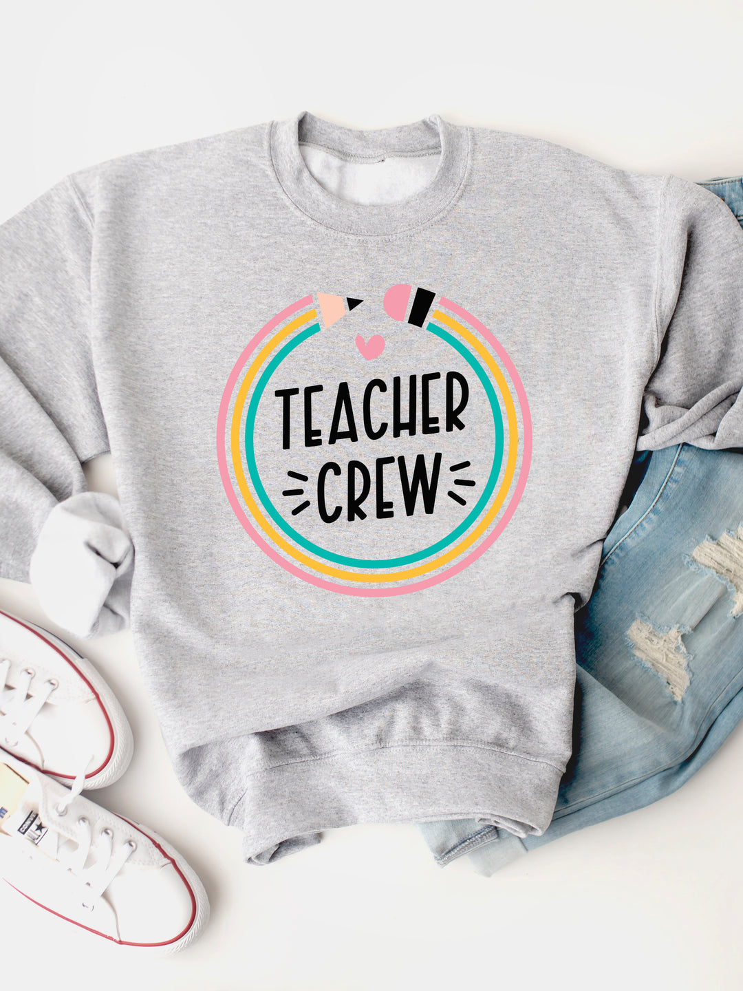 Teacher Crew Pencil Graphic Sweatshirt