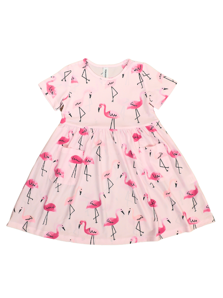 Spring Pattern Little Girls Pocket Dress