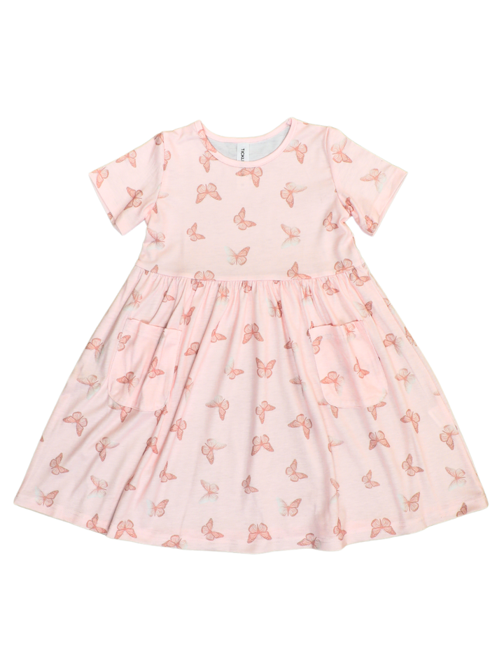 Spring Pattern Little Girls Pocket Dress