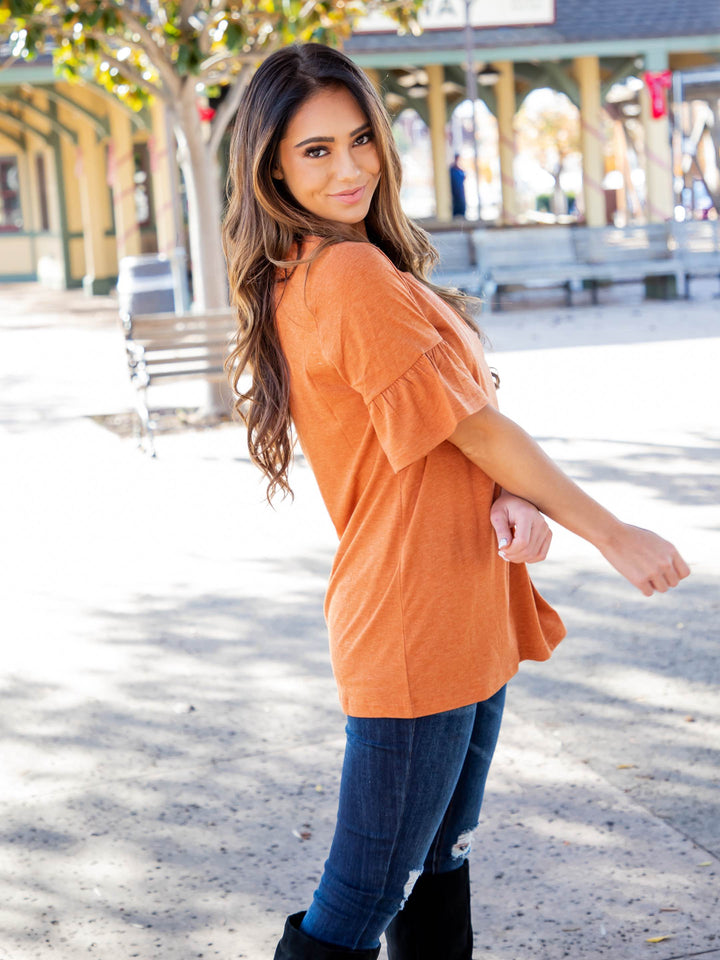 Solid Flare Sleeve Brooklyn Top