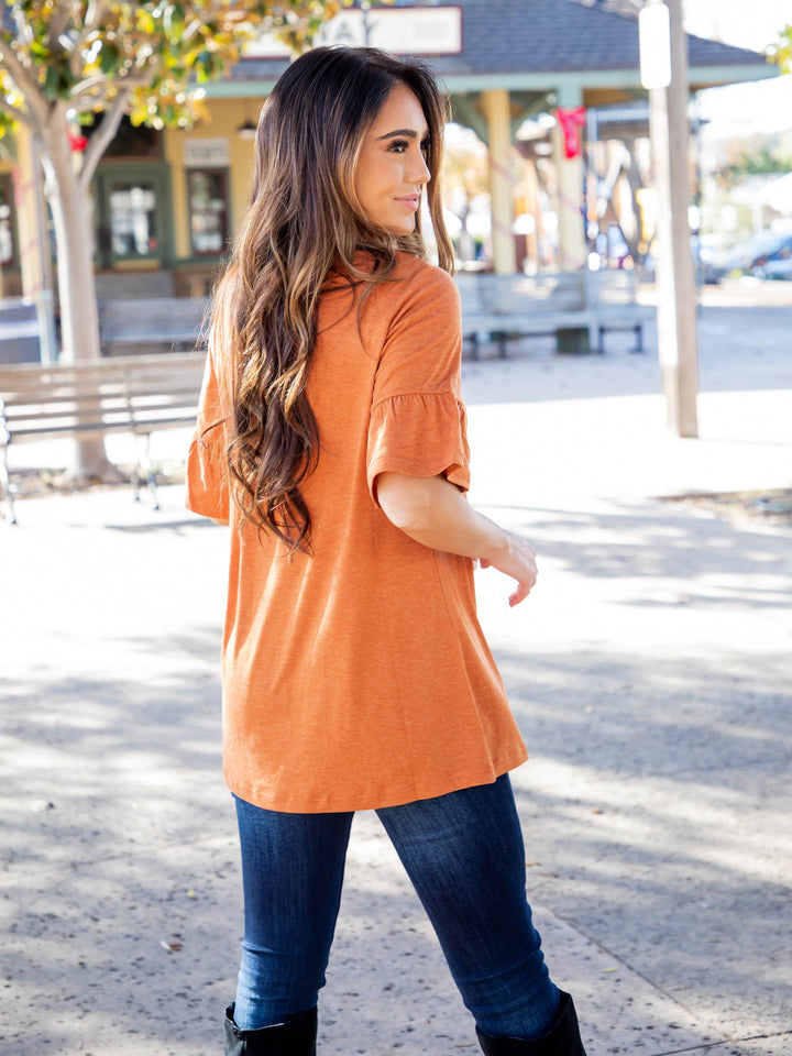 Solid Flare Sleeve Brooklyn Top