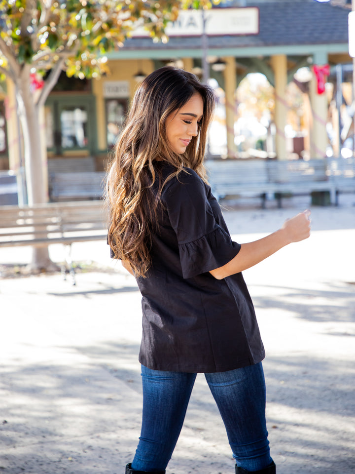 Solid Flare Sleeve Brooklyn Top