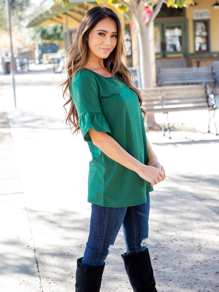 Solid Flare Sleeve Brooklyn Top