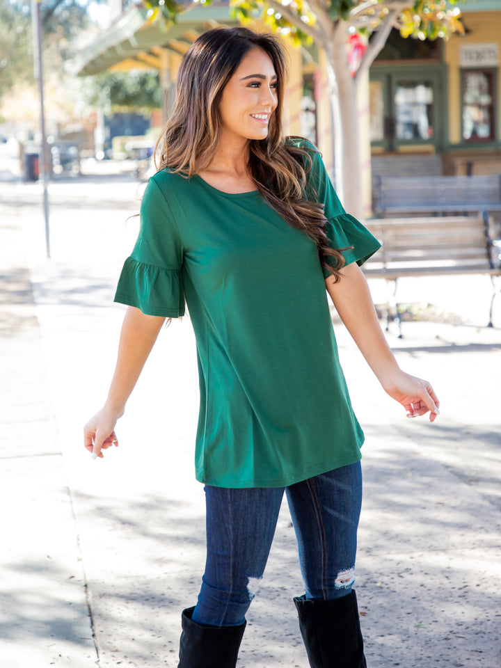 Solid Flare Sleeve Brooklyn Top