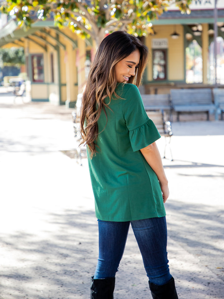 Solid Flare Sleeve Brooklyn Top