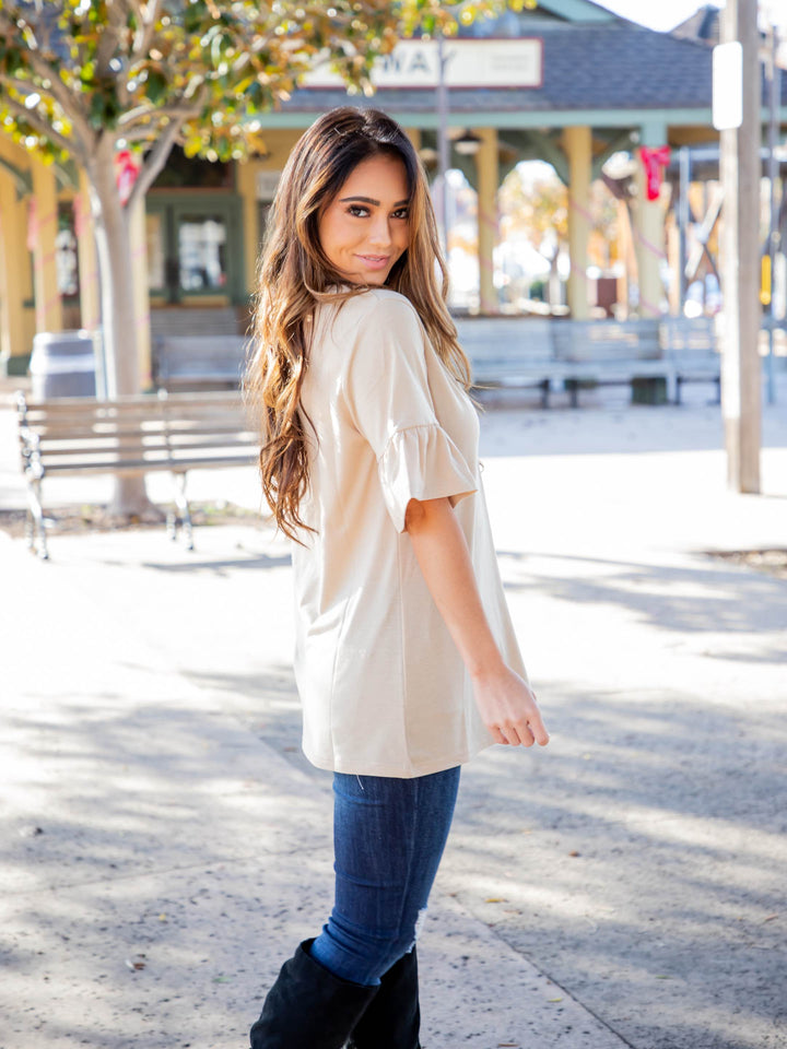 Solid Flare Sleeve Brooklyn Top
