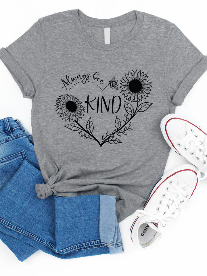 Always Be Kind Sunflower Heart Graphic Tee