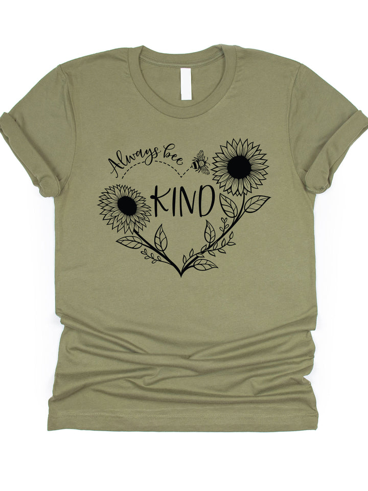 Always Be Kind Sunflower Heart Graphic Tee