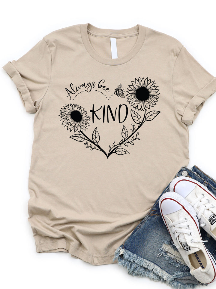 Always Be Kind Sunflower Heart Graphic Tee