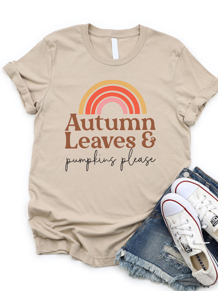 Autumn Leaves & Pumpkins Please Rainbow Graphic Tee