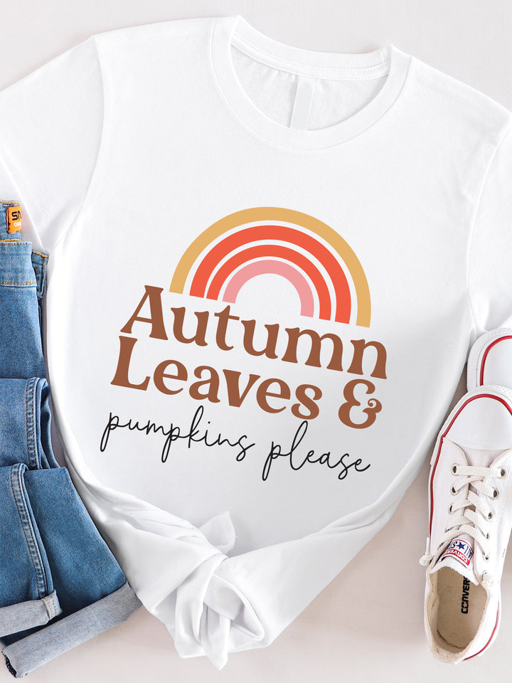 Autumn Leaves & Pumpkins Please Rainbow Graphic Tee