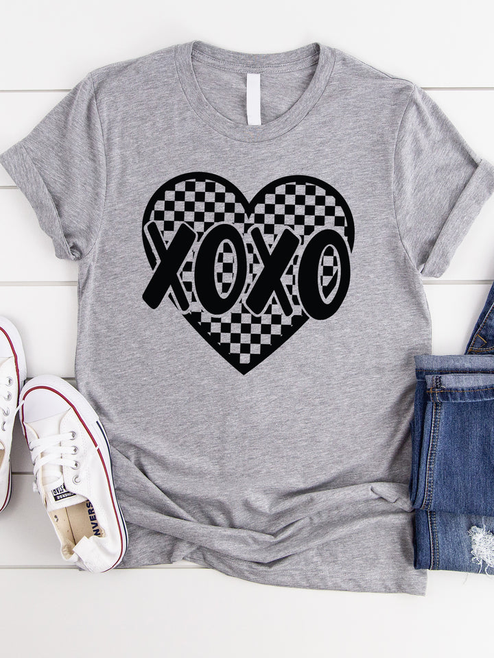 Black Checker XOXO Heart Graphic Tee