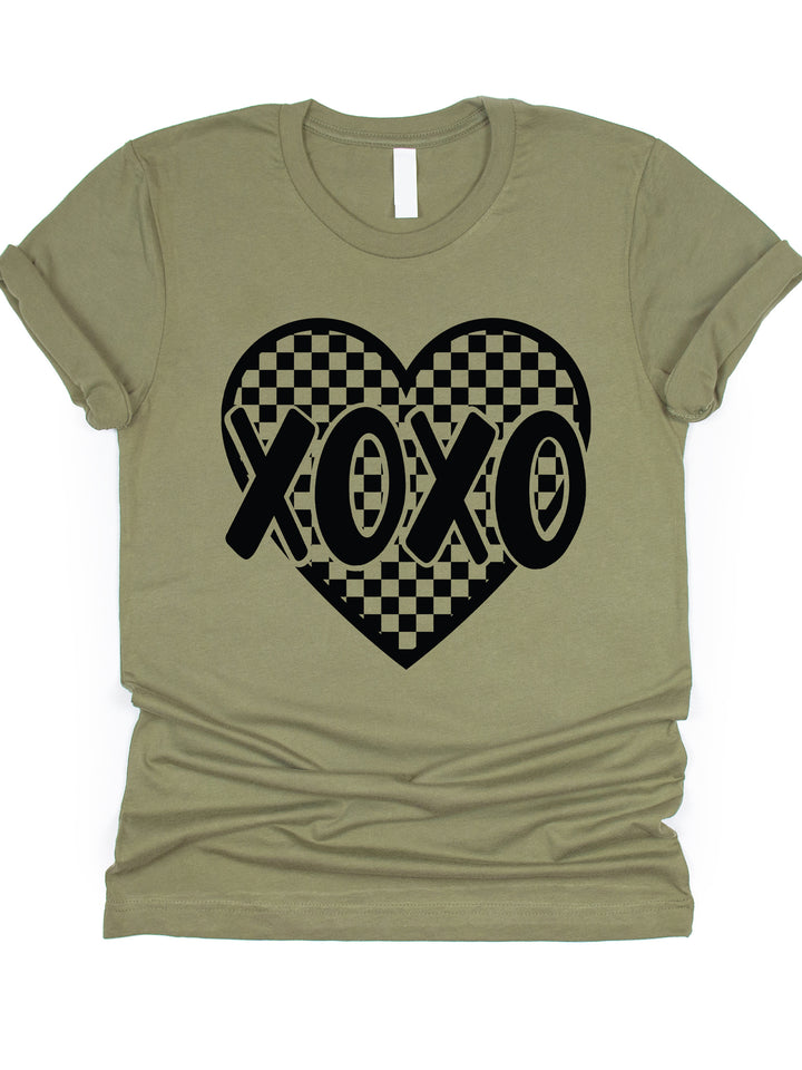 Black Checker XOXO Heart Graphic Tee