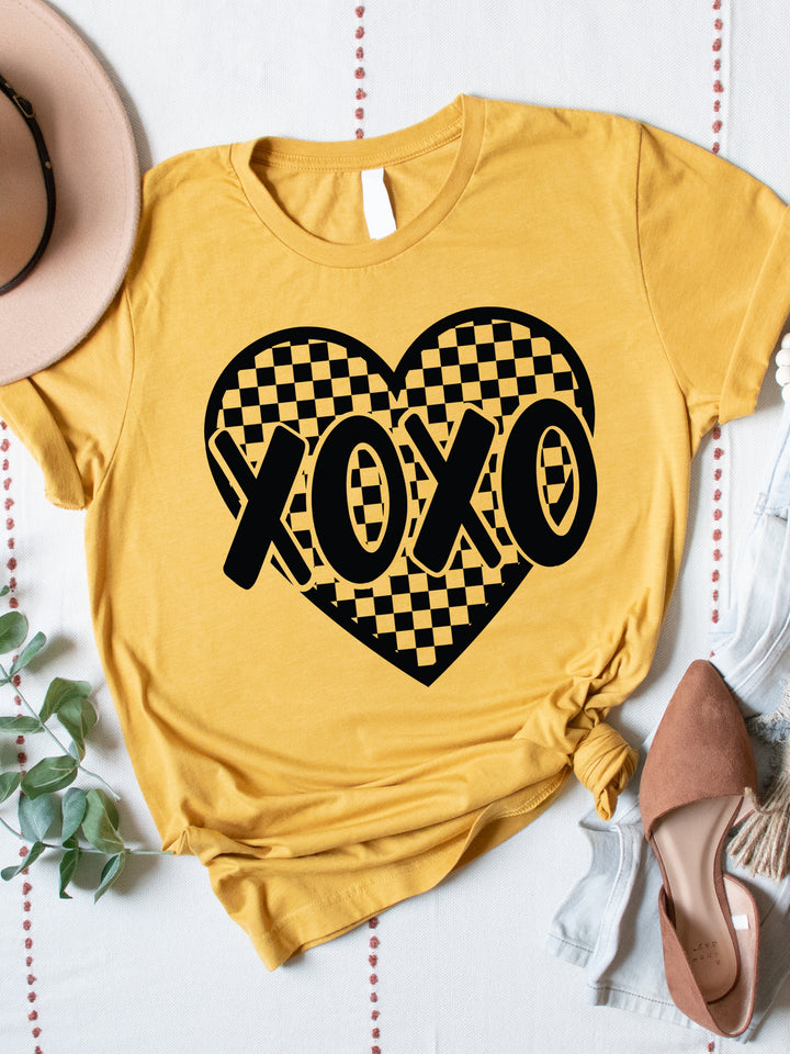 Black Checker XOXO Heart Graphic Tee