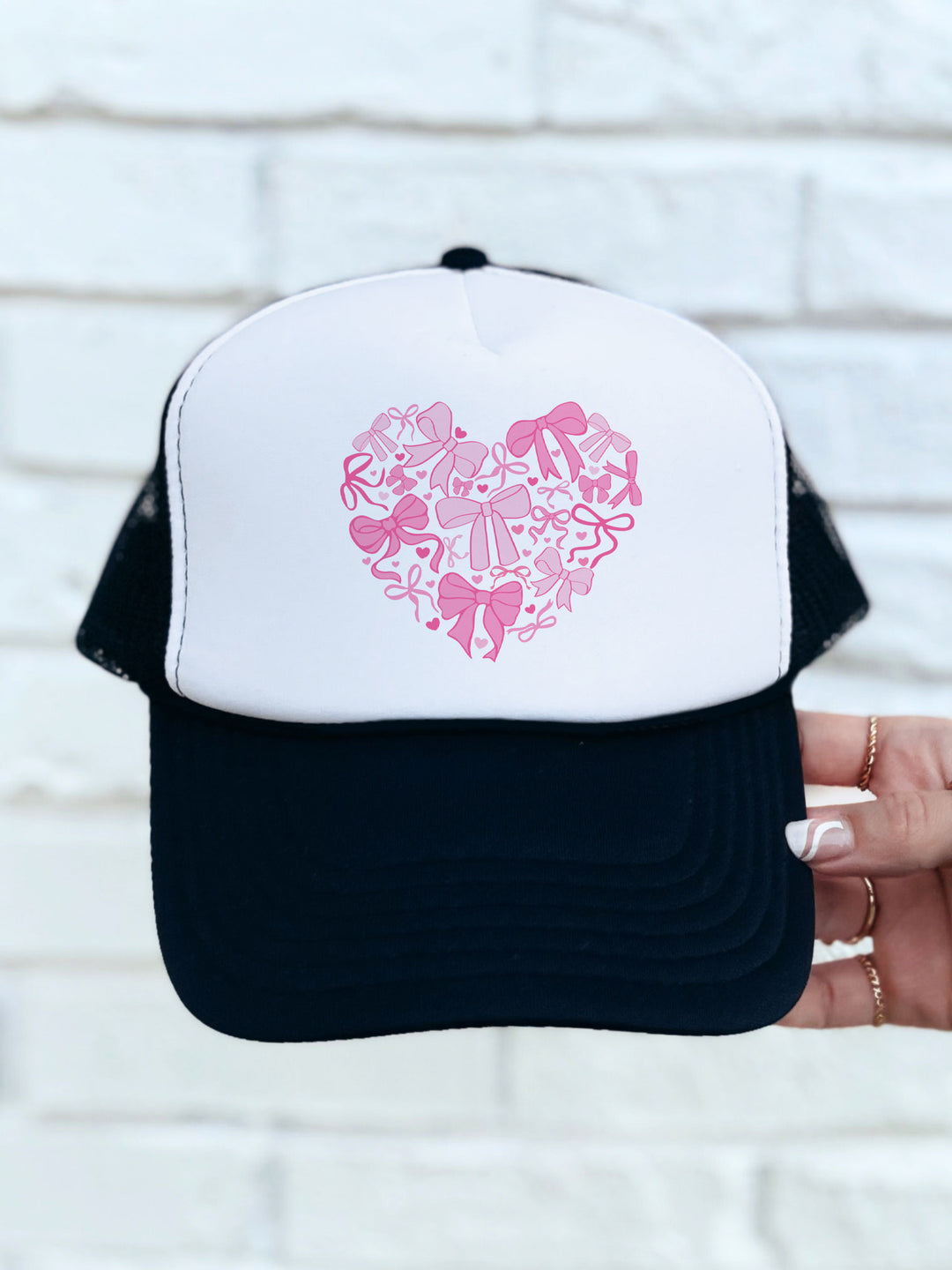 Coquette Bow Heart Trucker Hat