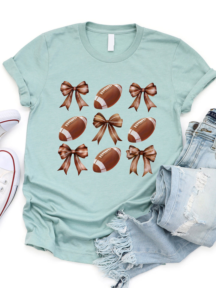 Footballs & Bows Coquette Graphic Tee