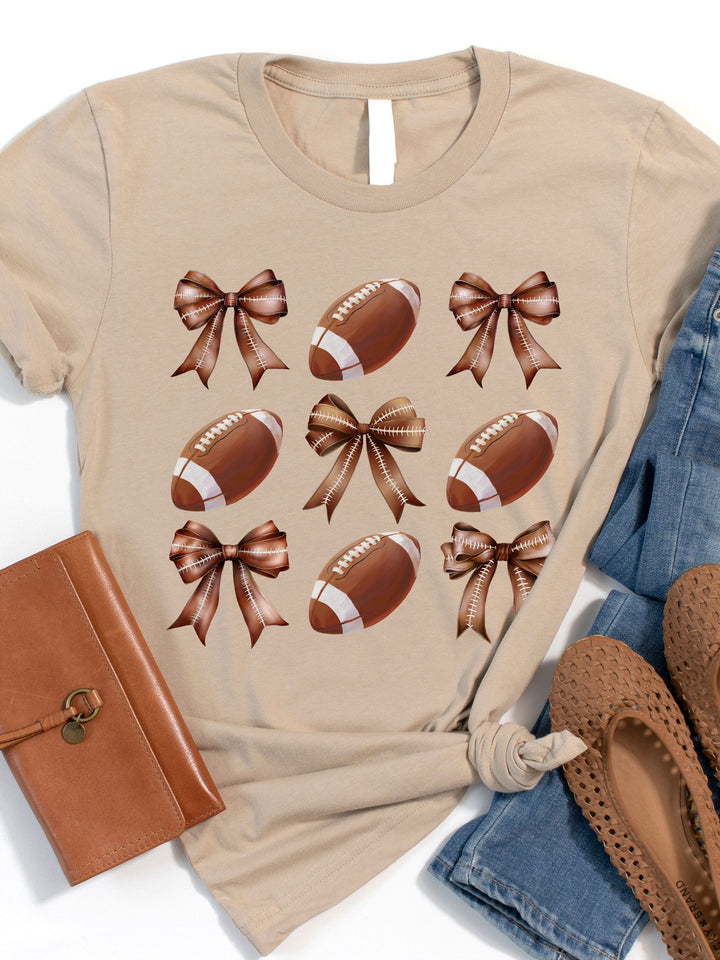 Footballs & Bows Coquette Graphic Tee