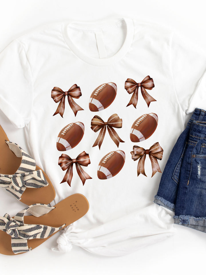 Footballs & Bows Coquette Graphic Tee