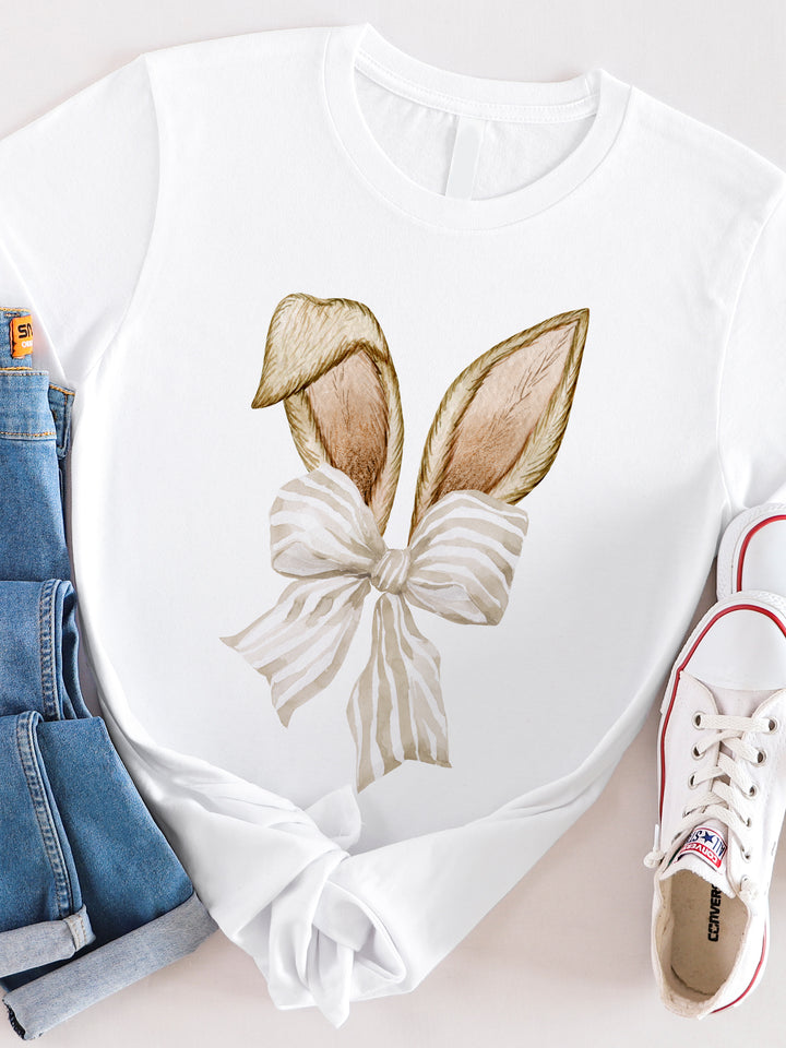 Bunny Ears Striped Bow Graphic Tee