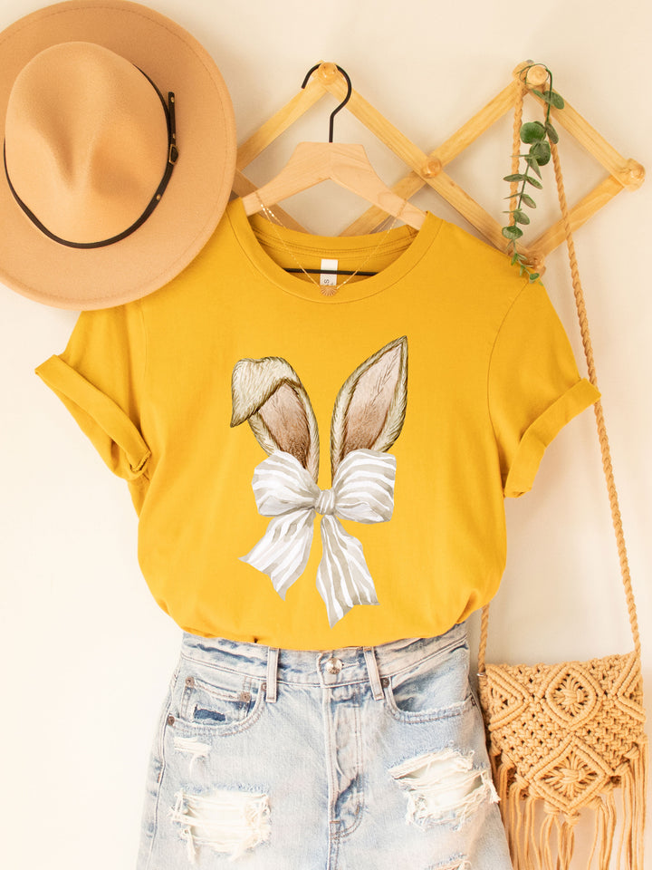 Bunny Ears Striped Bow Graphic Tee