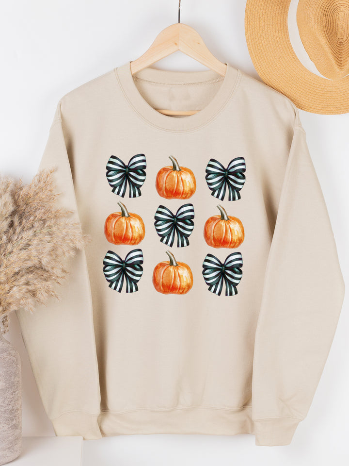 Stripe Bows & Pumpkins Graphic Sweatshirt