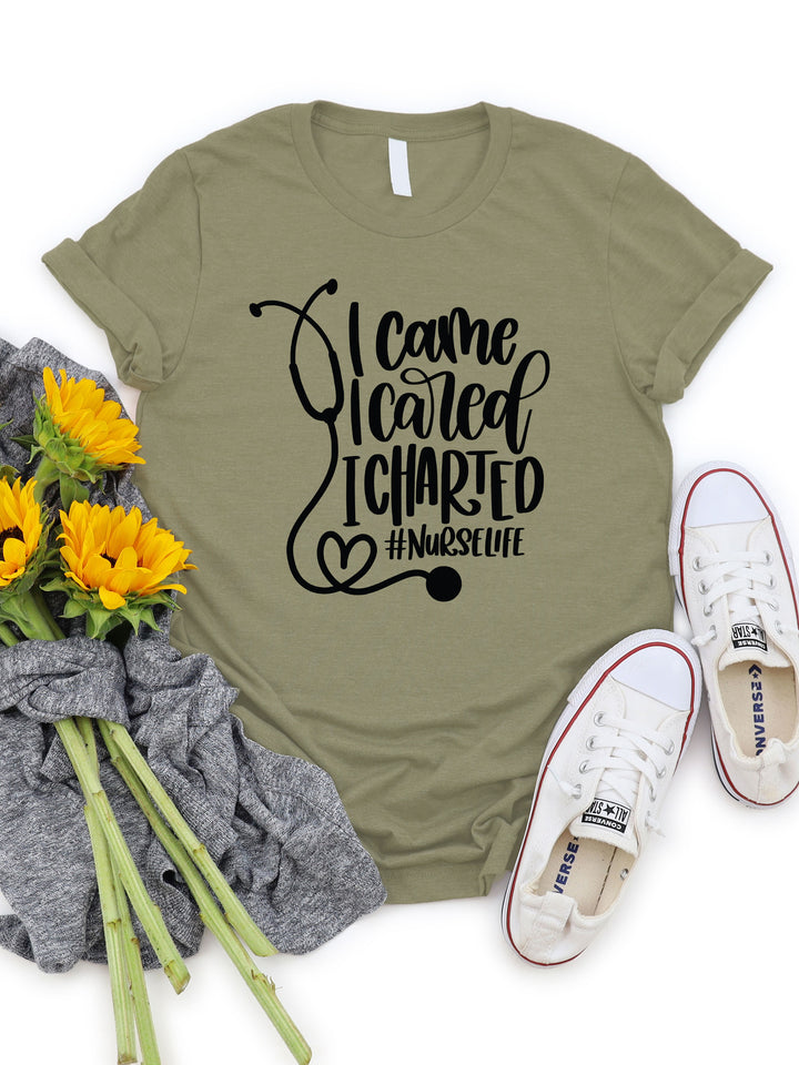 I came I cared I charted Graphic Tee