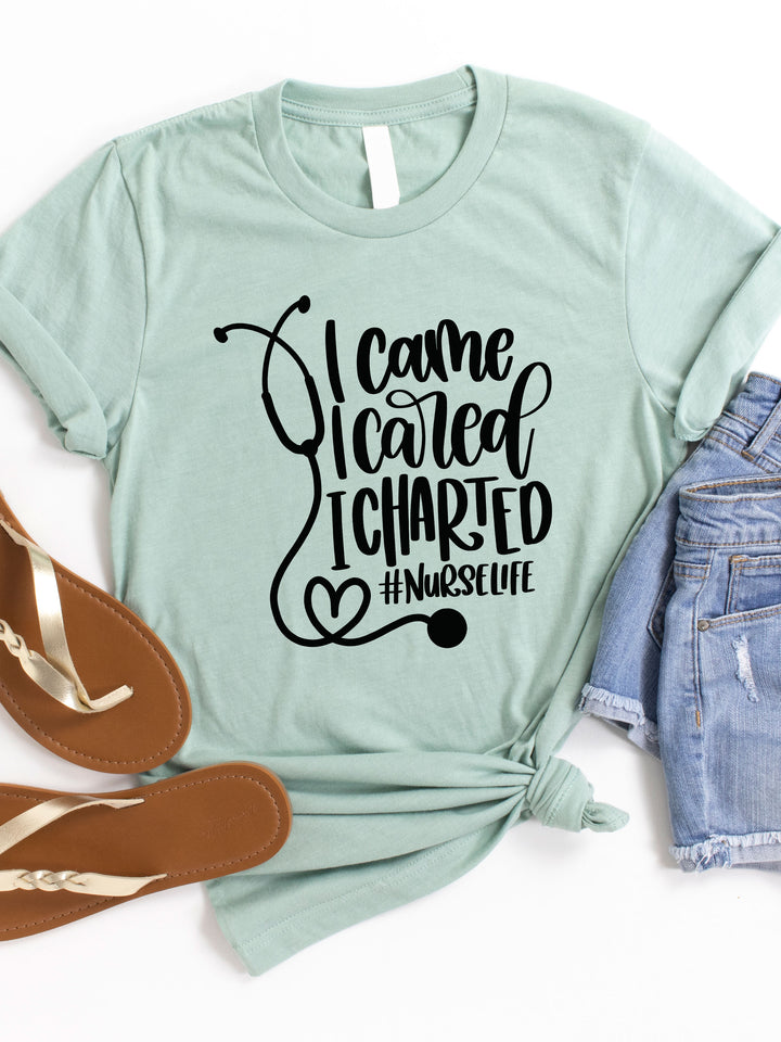 I came I cared I charted Graphic Tee