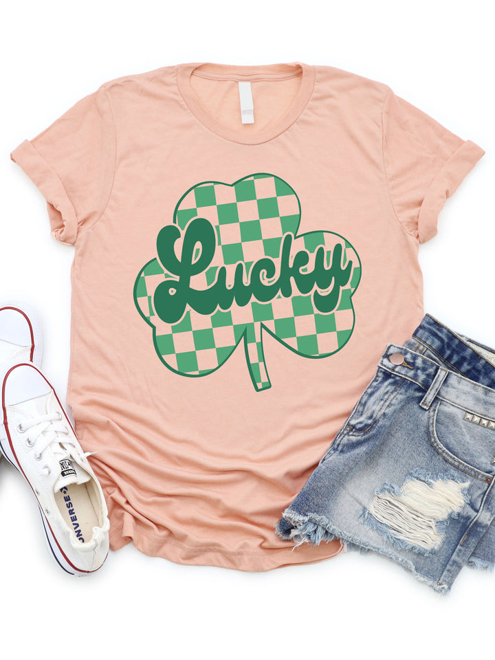 Lucky Checkered Clover Graphic Tee